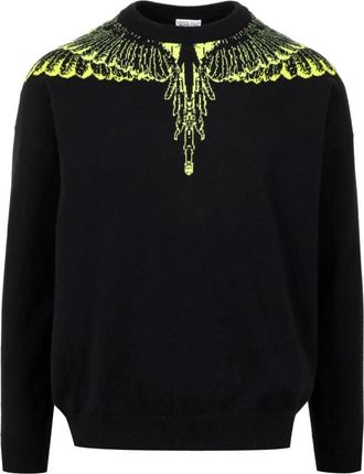 Marcelo Burlon Icon Wings Sweater - Heren - Ronde hals truien - Zwart - L - Katoen - Truien & Vesten