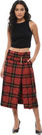 Alexander McQueen Red Checks Midi Skirt