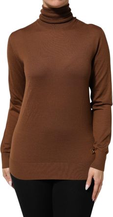 Dolce & Gabbana Brown Cashmere Turtle Neck Pullover Womens Sweater