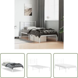 vidaXL Vidaxl Estructura Cama Sin Colch&oacute;n Con Cabecero Metal Blanco 90x190 Cm