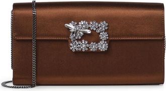 Roger Vivier Efflorescence Satin Clutch - Dames - Clutches - Bruin - ONE Size - Satijn - Tassen