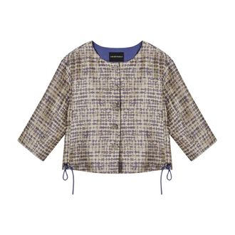 Emporio Armani Light Jackets, female, Multicolor, Size: M Geometric Jacquard Jacket