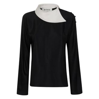 R&oacute;he Top con Cuello Reimaginado - Blouses & Shirts - Mujer - Negro - M