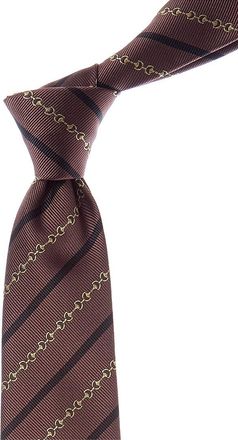 Gucci Brown Bittage Jacquard Silk Tie