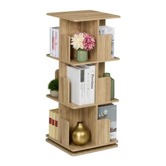 Relaxdays Relaxdays - Estanter&iacute;a Para Libros, Giratoria 360 Grados, 3 Niveles, Efecto Madera, 95 X 39 X 39 Cm, Librer&iacute;a, Natural