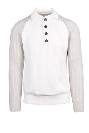 Eleventy Cashmere Knit Polo - White/Beige