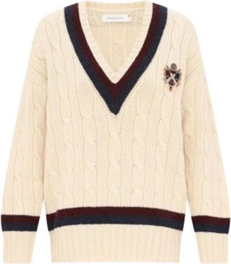 Zimmermann Jersey de punto con cuello en V pronunciado - Knitwear - Mujer - Beige - M