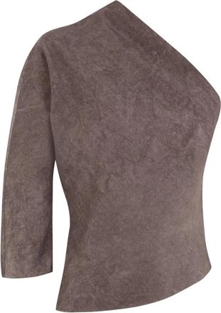 Cortana One-shoulder Top - Dames - Blouses - Grijs - M - Linnen - Overhemden