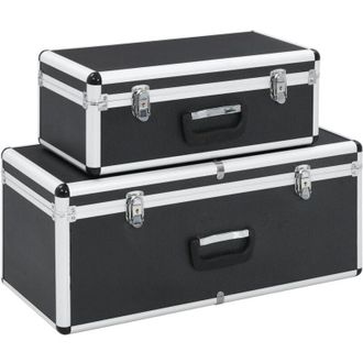 vidaXL Cajas De Almacenamiento 2 Unidades Aluminio Negro Vidaxl