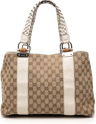 Gucci Pre-owned Gucci Medium GG Canvas Bamboo Libeccio Tote Ladies LKGI3WWIQYQ5FP88