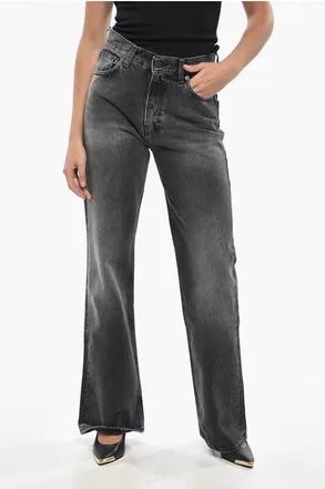 Haikure Dark Wash Wide Leg KOREA Jeans with Ton on Ton Button 28cm size 29