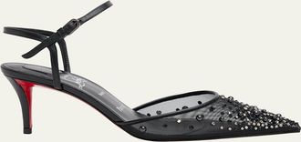 Christian Louboutin 60mm Miss Z Riviera Strass Mesh Pumps