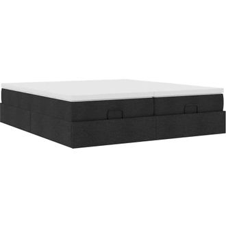 vidaXL Estructura De Cama Otomana Con Colchones Tela Negra 160x200 Cm Vidaxl