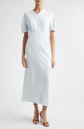 Victoria Beckham Gathered Detail Midi Dress in Glacial Blue at Nordstrom, Size 10 Us