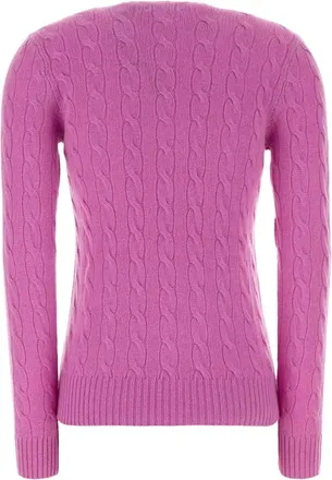 Polo Ralph Lauren Womens Fuchsia Wool Blend Sweater Thistlepink Exterior: Cashmere Maglieria