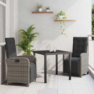 vidaXL Conjunto De Comedor De Jard&iacute;n 3 Pcs Gris Rat&aacute;n Sint&eacute;tico Vidaxl