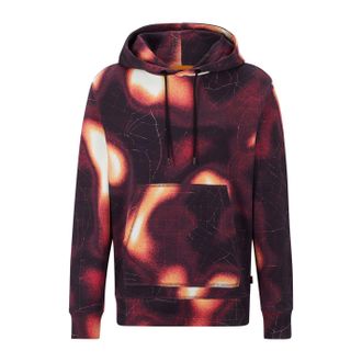 HUGO BOSS Herenhoodie met lange mouwen en patroon, normale pasvorm (Medium Roze)