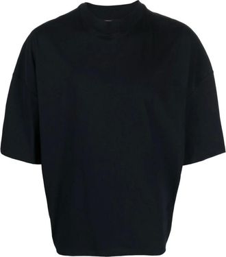 Jil Sander Tops, Heren, Blauw, L, Katoen, Blauw T-shirt met halve kraag