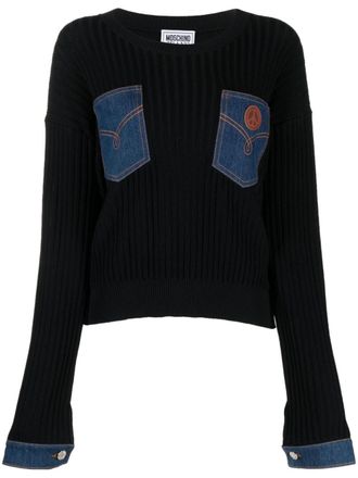 Moschino patchwork ribbed jumper - Black