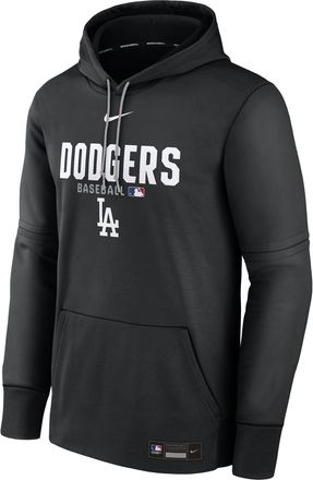 Nike Mens Los Angeles Dodgers Authentic Collection Nike Therma MLB Pullover Hoodie in Black | NAC30CN9LD-RMG