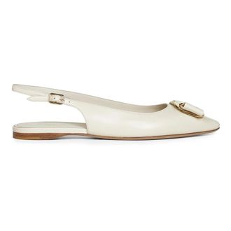Ferragamo Ballerinas, female, White, Size: 9 1/2 US New Vara Plate Ballet Flat