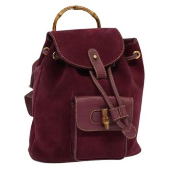 Gucci Pre-owned Backpacks, female, Purple, Size: ONE SIZE Pre-owned Suede backpacks