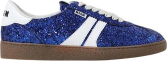 Msgm Msgm, Schoenen, Dames, Blauw, 39 EU, Glitter Low Top Sneakers