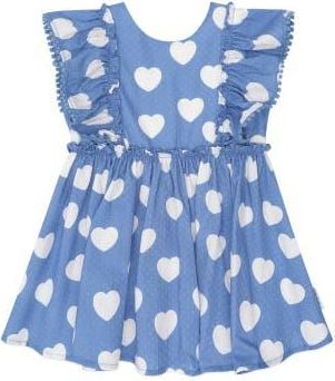 Huxbaby Frill Heart Bow Dress in Bijou Blue at Nordstrom, Size 6-12M Au