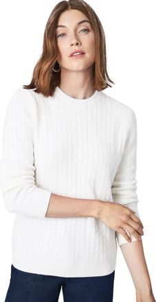 Jessica London Cable Crewneck Sweater in White at Nordstrom, Size Medium