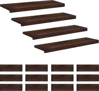 vidaXL Alfombras Para Escalones 16 Uds. 70 X 30 X 2 Cm Marr&oacute;n Oscuro Vidaxl