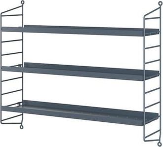 String Furniture Shelf String Pocket - Blue - Lacquered steel - Designer Kajsa Strinning
