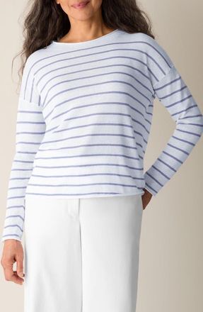 Eileen Fisher Organic Linen & Organic Cotton Crewneck Sweater in Haze at Nordstrom, Size Xx-Small