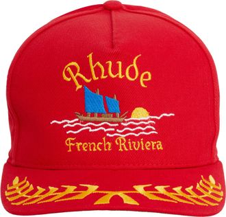 Rhude Mens Cappello Riviera Sailing - Red Leather - One Size