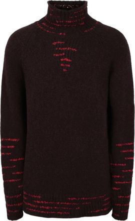 Ferragamo Mens Ribbon Stitched Sweater In Dark Brown