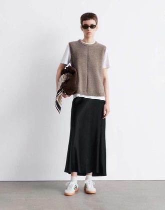 & Other Stories Gonna midi sottoveste in raso nero