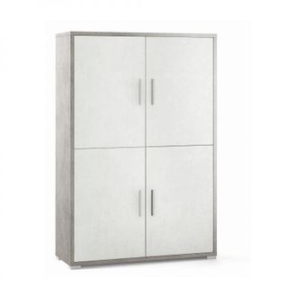 OEM Aparador Cuatro Puertas Con Cuatro Estantes En Madera De Cemento Blanco 108x41x H161 Cm