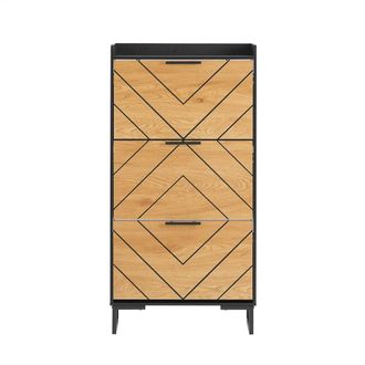 SoBuy Zapatero estrecho con 3 puertas para entrada negro