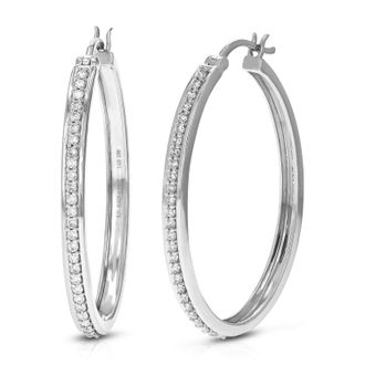 Vir Jewels 3/8 cttw Lab Grown Diamond Hoops Earrings in Sterling Silver With Notched Post For Women