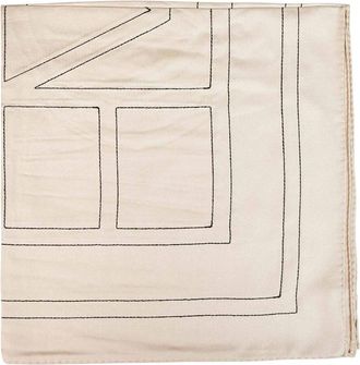 Toteme Geborduurd Monogram Zijden Sjaal - Dames - Zijden sjaals - Beige - ONE Size - Accessoires