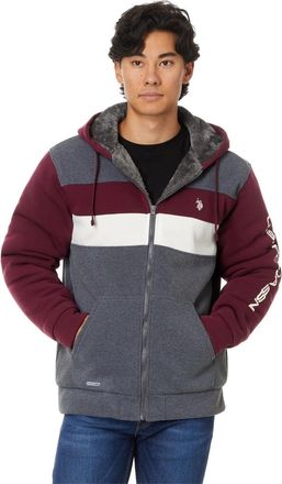 U.S.Polo Association U. S. Polo Assn. Hoodie Mens Heather Gray Fleece Sherpa Hooded FROG745