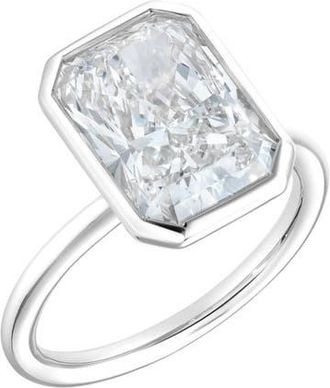 LuvMyJewelry Sophie 14K Gold Radiant Bezel Lab Grown Diamond Solitaire Engagement Ring - 3 cts in 14K White Gold at Nordstrom, Size 7