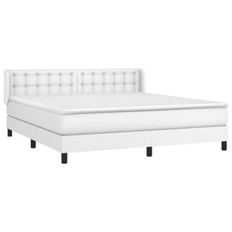 vidaXL Vidaxl - Giroletto A Molle Con Materasso Bianco 180x200 Cm In Similpelle