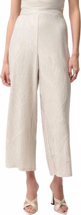 Joseph Ribkoff Pleated Satin Pull-On Culotte Pants In Moonstone