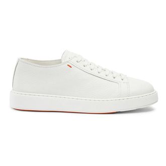 Santoni Sneaker van getrommeld leer - Heren - Schoenen - Wit - Maat: 45 EU Leer
