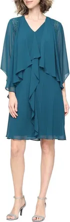 S.L. Fashions Chiffon Sleeveless Dress with Beaded Jacket in Mallard at Nordstrom, Size 10