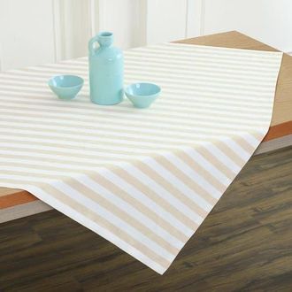 Solino Home Linen Table Throw - Sorrento Stripe, 52 x 52, 52 x 52 in Natural And White at Nordstrom, Size Medium