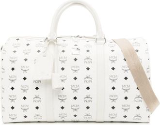 MCM medium Ottomar monogram-pattern holdall - unisex - Canvas/Leather - One Size - White