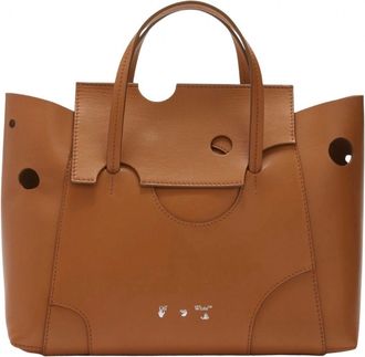 Off-white Brown Leather Burrow 32 Tote Bag