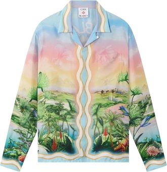 Casablanca Camisa de manga larga de sarga de seda Tennis Club - Shirts - Hombre - Multicolor - XL