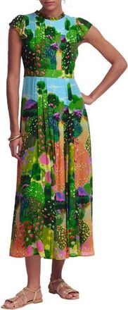Boden Ruffle Pleated Maxi Dress in Garden Print at Nordstrom, Size 10